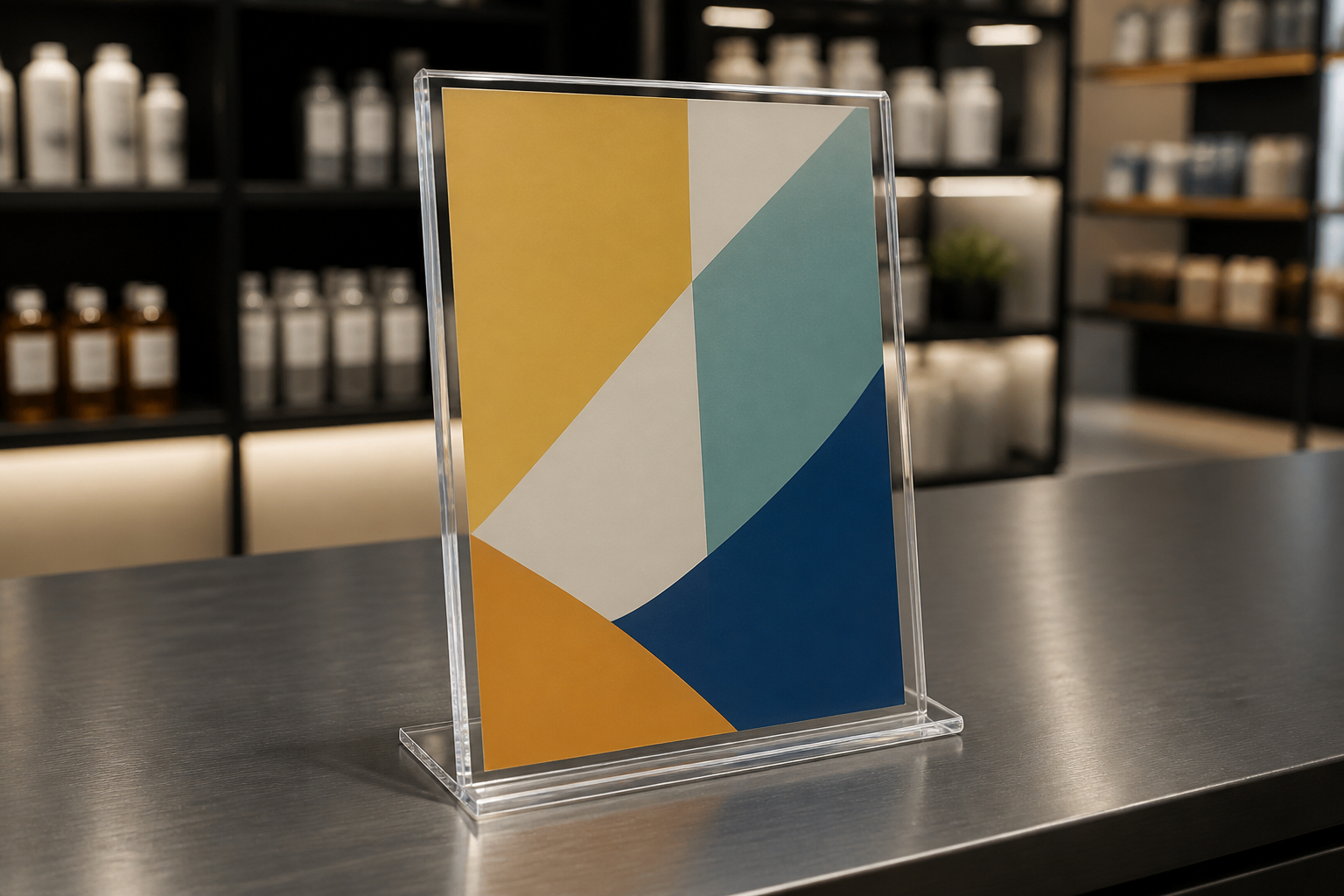 A4 Acrylaufsteller mit Angebot am Point of Sale