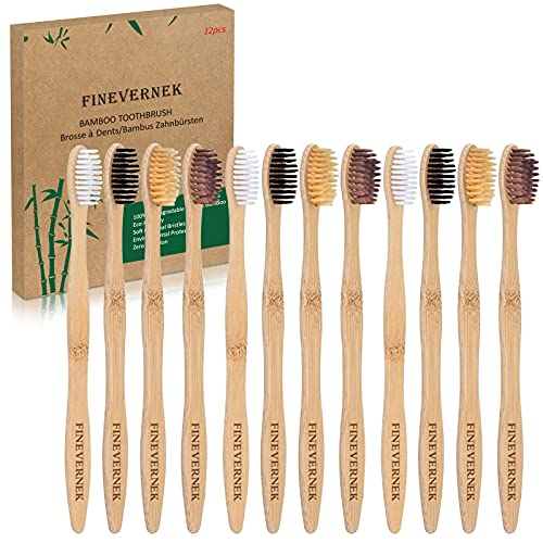 FINEVERNEK 12 Pack Bambus Zahnbürsten