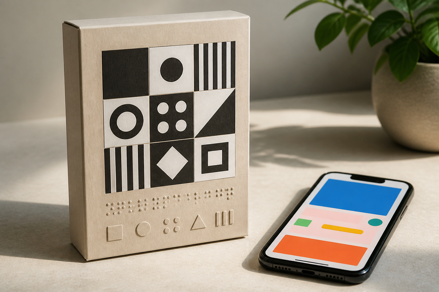 Zugängliche digitale Ergänzung mit beschriftetem QR-Code auf einer Verpackung