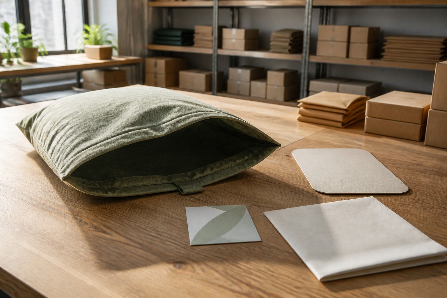 Mehrweg-Versandtasche mit Rücksendeetikett im E-Commerce-Lager