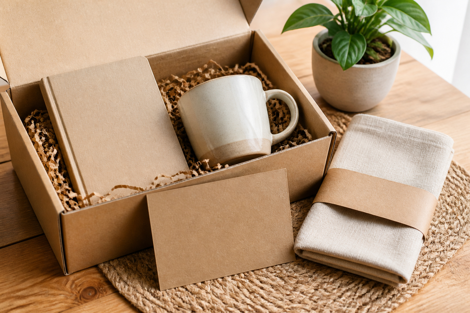 Durchdachtes Recruiting-Giveaway im Onboarding-Paket mit Notizbuch und Tasse
