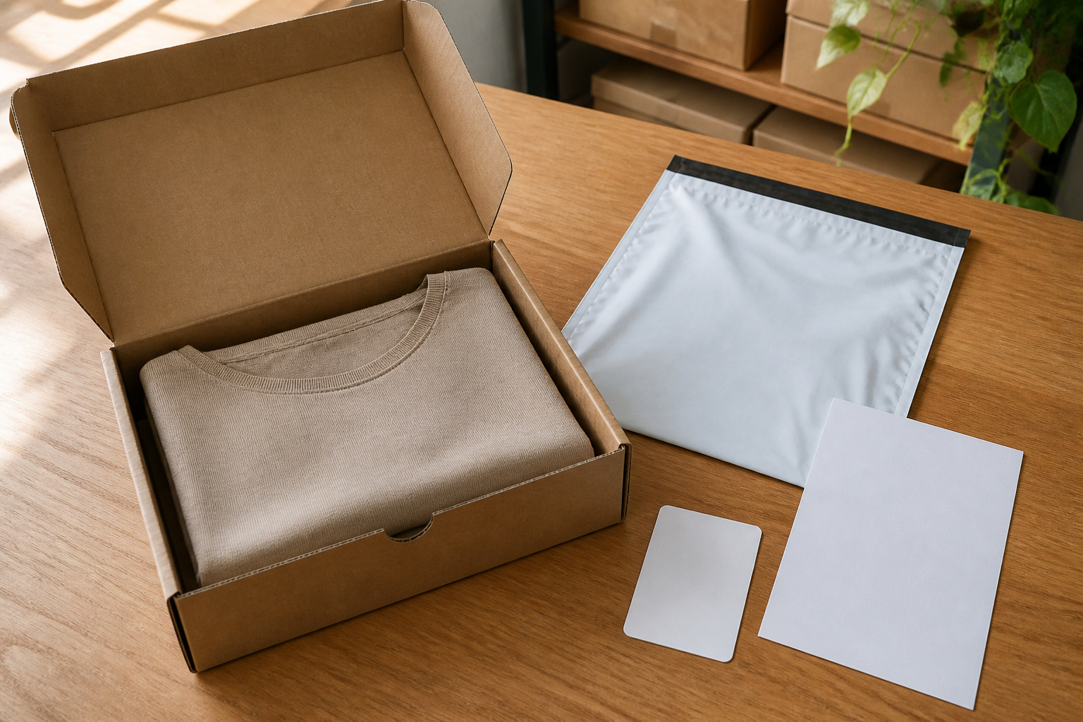 Retourenfreundliche Verpackung mit Versandbeutel und Rücksendeetikett