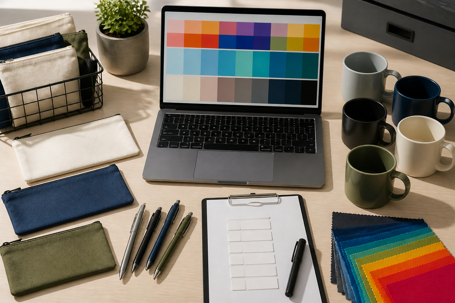 Marketingteam prüft Namensliste für personalisierte Werbeartikel