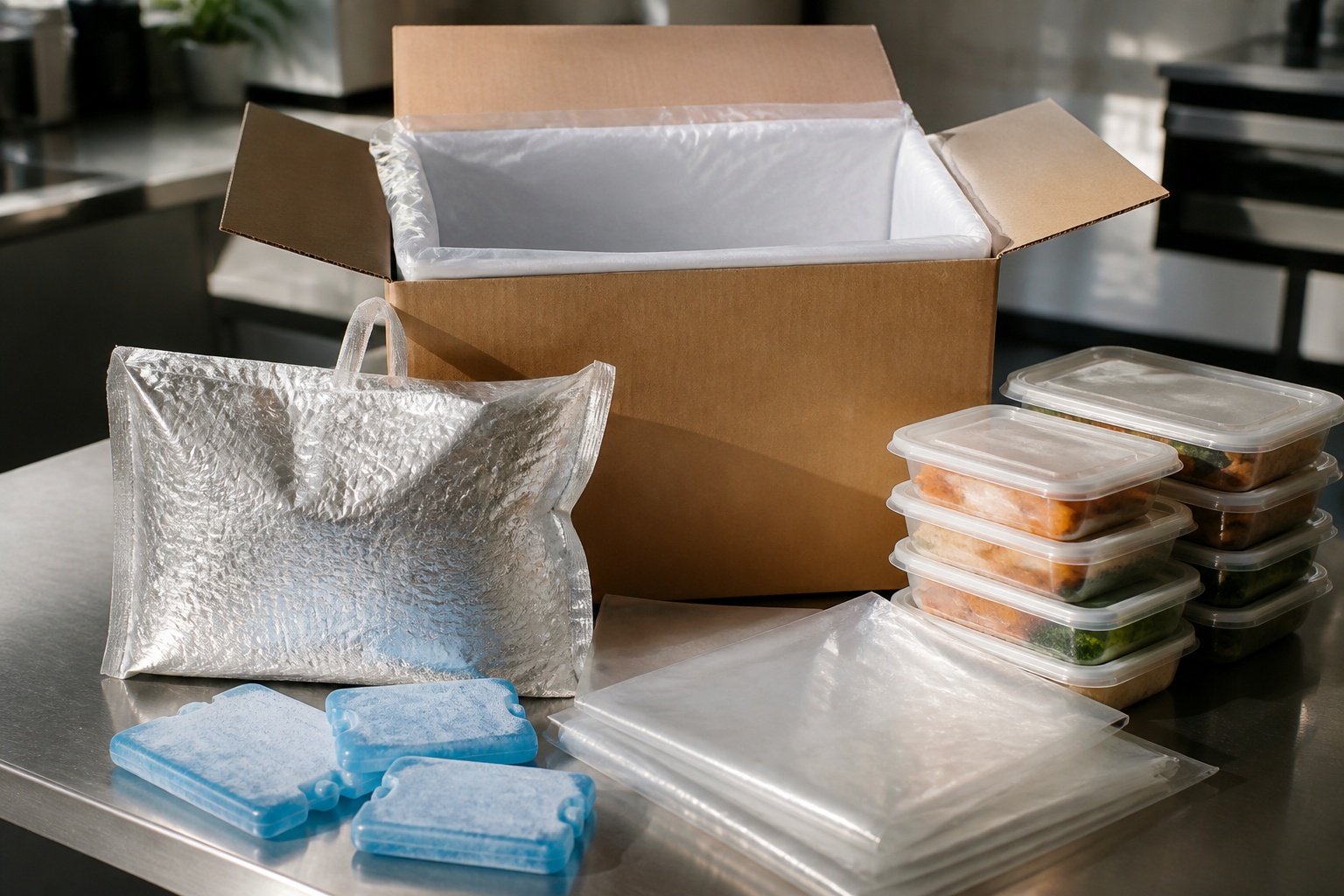 Temperatursensible Produkte mit Thermotasche und Kühlakkus für den Versand verpacken