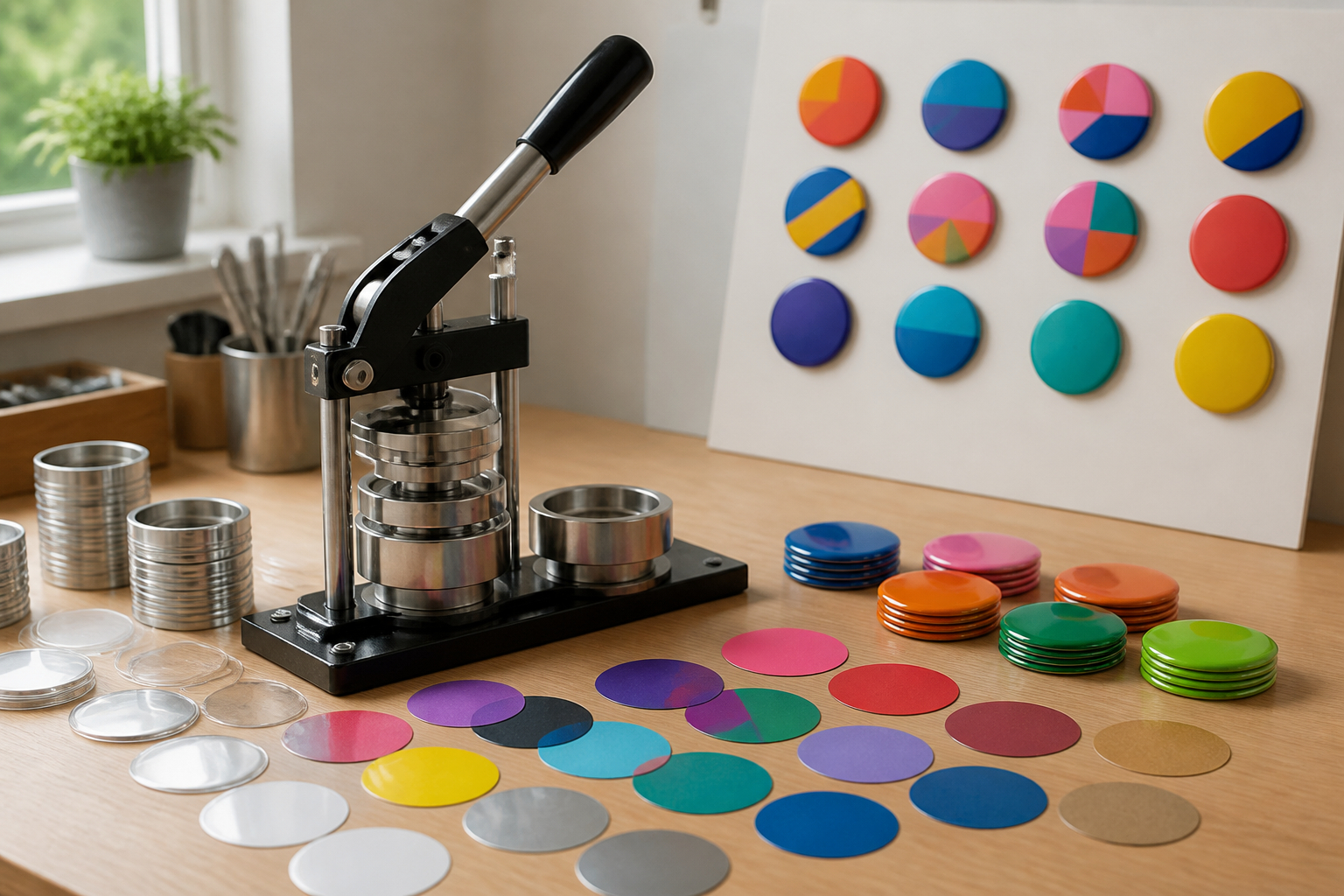 Button-Workshop für Teilnehmer einer Marketingaktion