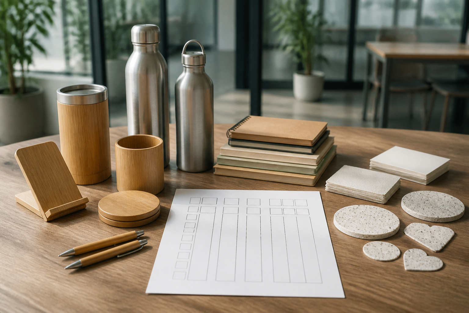 Nachhaltige Werbemittel aus Bambus Recyclingmaterial Papier und Saatgut im Vergleich