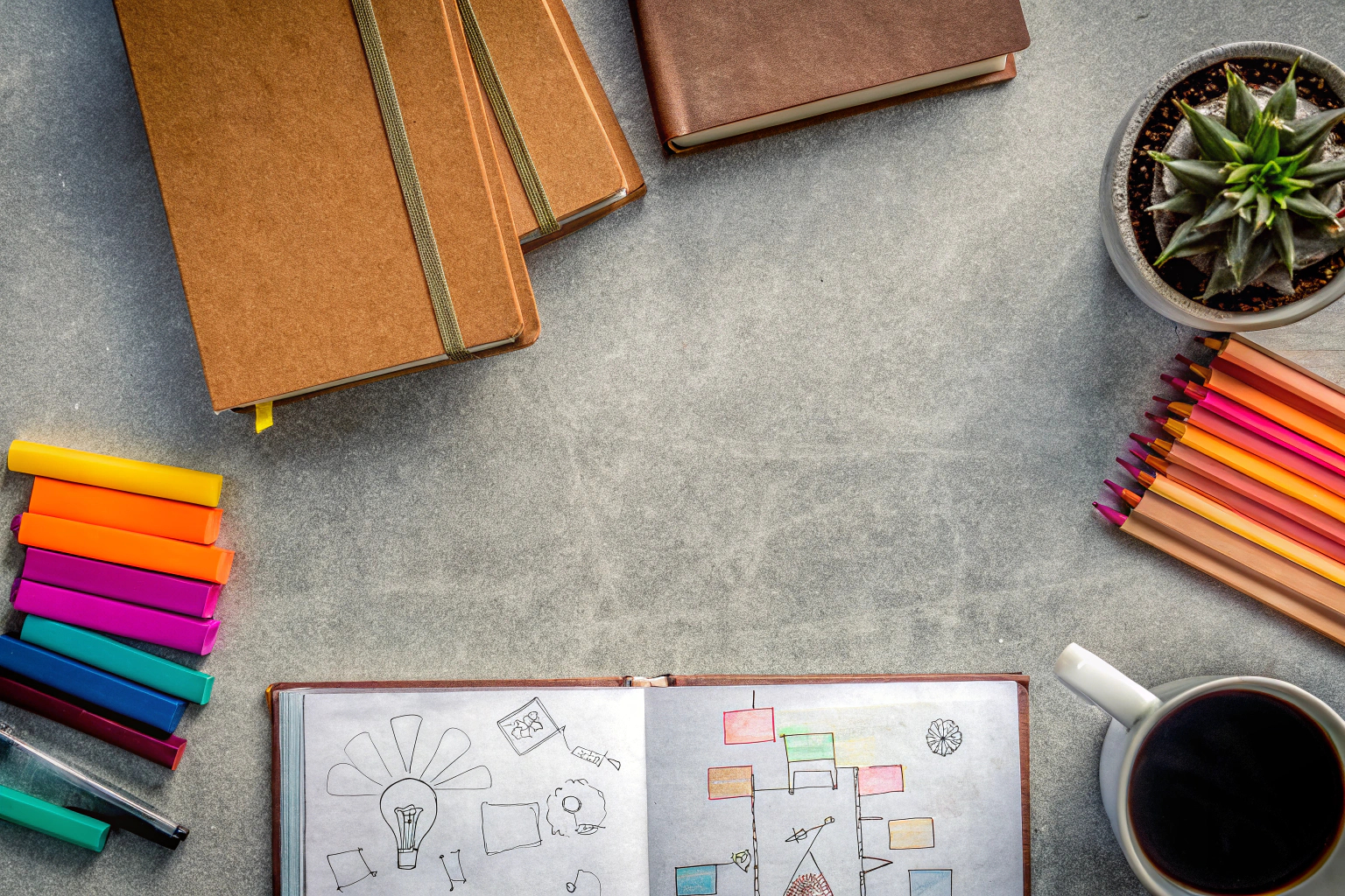 Kreativitätsbücher und Materialien