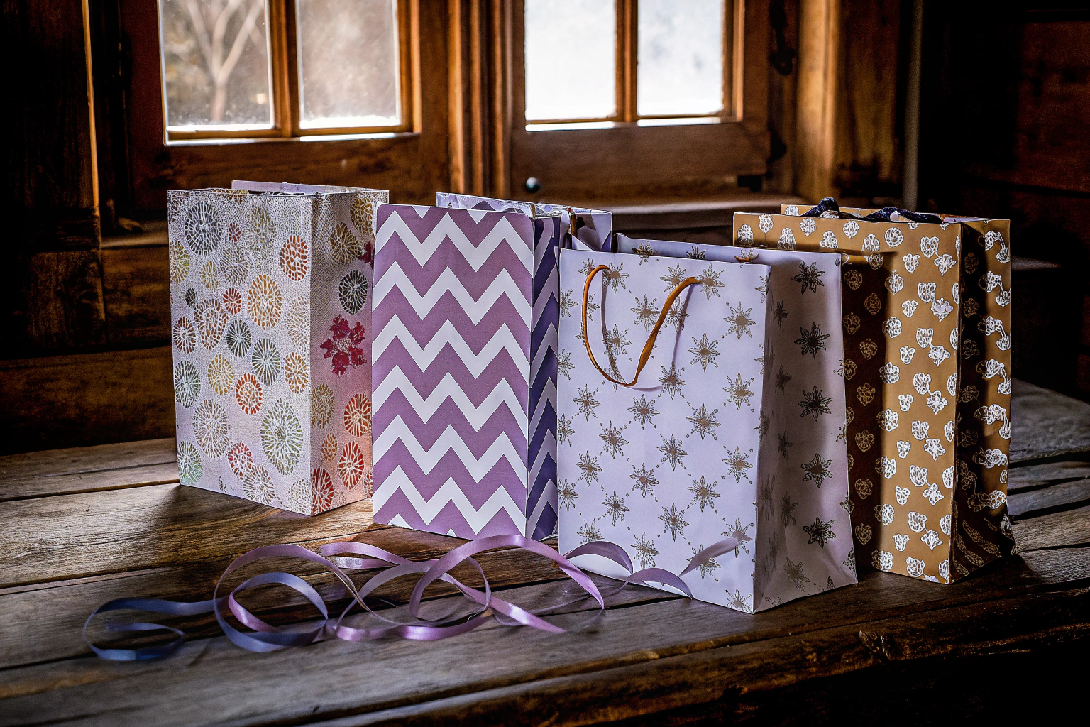 Papiertüten mit bunten Designs